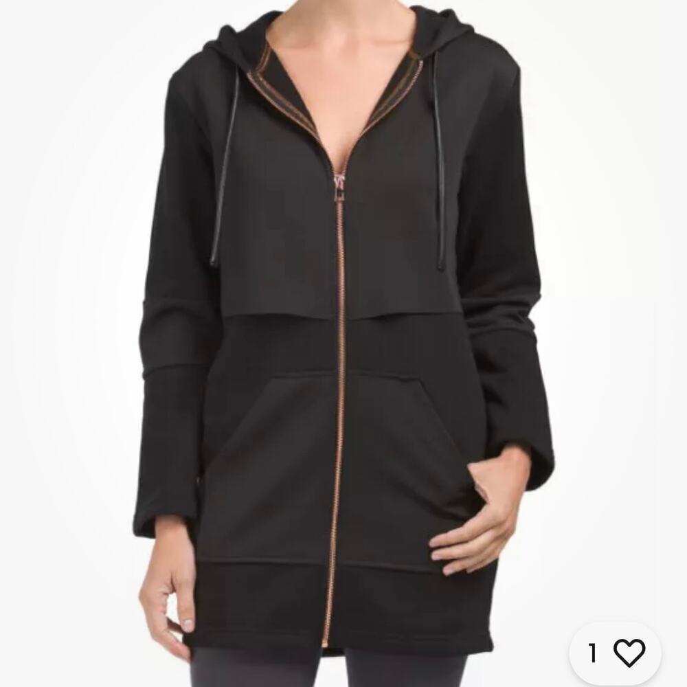 Lime & Vine Brooklyn Hooded Jacket Size S‎ Black Rose Gold Zipper Hoodie Scuba